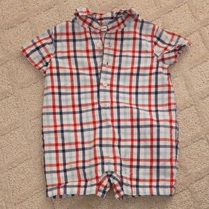 Janie and Jack Red and Blue Checkered Onesie